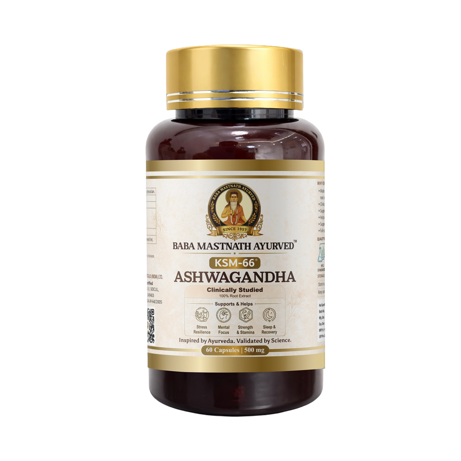 KSM-66® Ashwagandha – 500 mg Capsules | 60 Capsules | Clinically Studied Root-Only Extract | Supports Stress Relief, Energy, Focus & Cortisol Balance | Vegan | Classical Ayurvedic Medicine