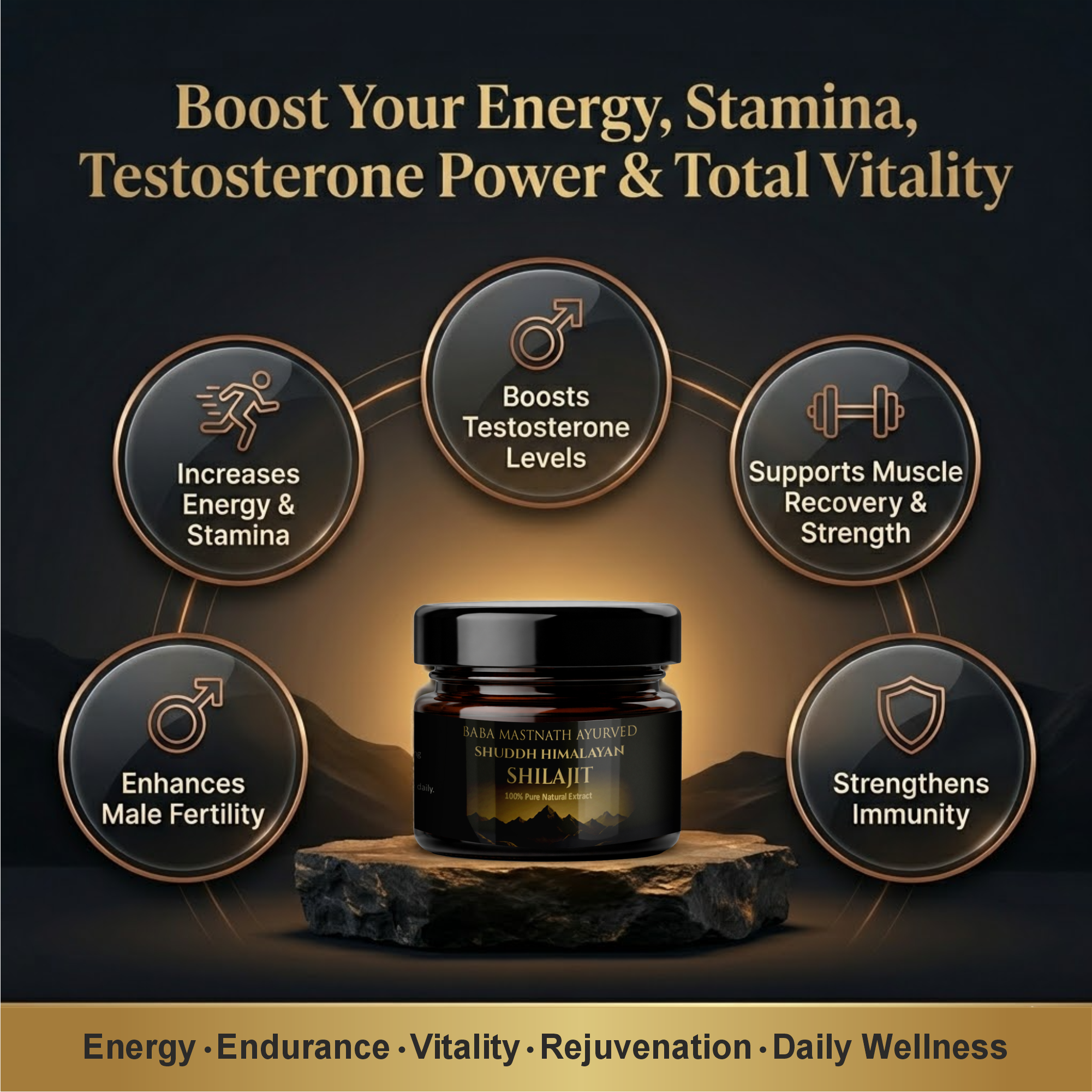 Himalayan Shilajit Resin for Men | 100% Pure Natural Resin | 75%+ Fulvic Acid | Supports Energy, Stamina, Strength & Testosterone | Ayurvedic Rasayana | 20 g Resin