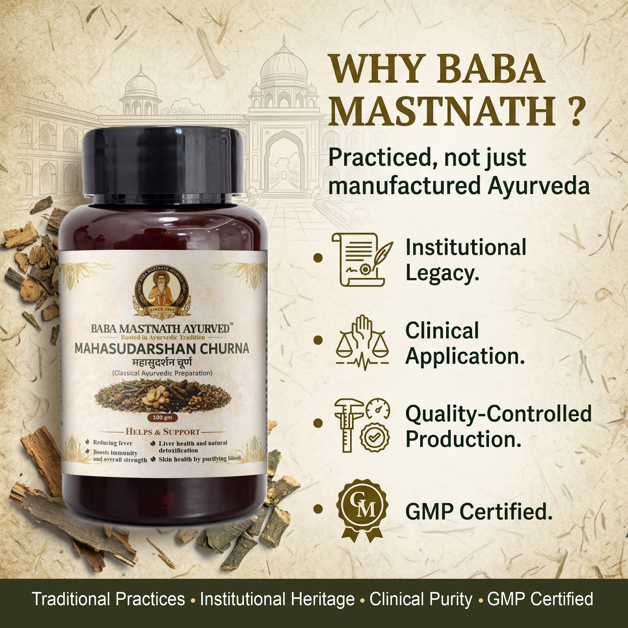 Mahasudarshan Churna – 100 g | Classical Ayurvedic Medicine | Supports Healthy Fever Response (Jvara), Immunity & Strength | Liver Support & Natural Detox | Supports Clear Skin & “Blood Purification” (Ayurvedic Context)