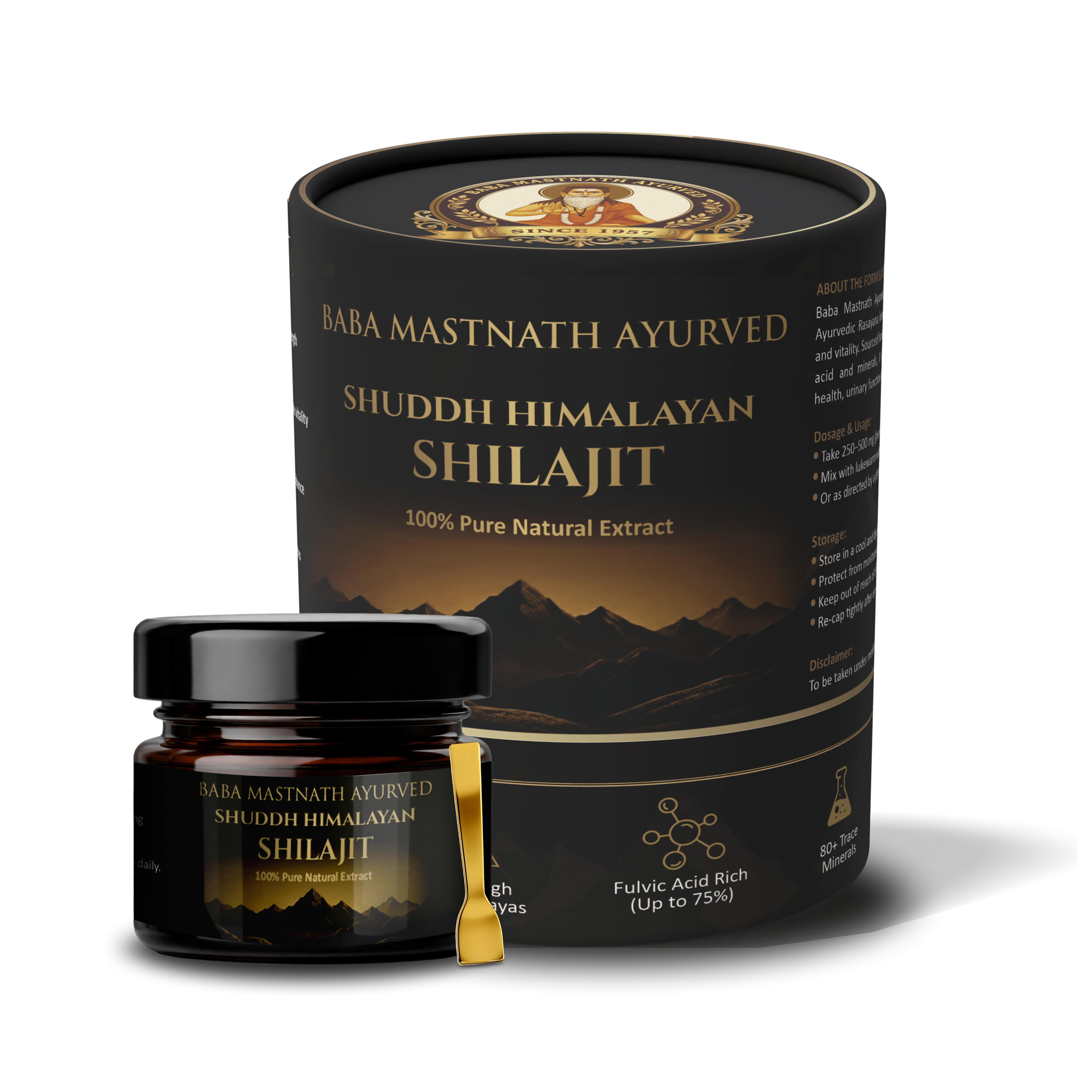 Himalayan Shilajit Resin for Men | 100% Pure Natural Resin | 75%+ Fulvic Acid | Supports Energy, Stamina, Strength & Testosterone | Ayurvedic Rasayana | 20 g Resin