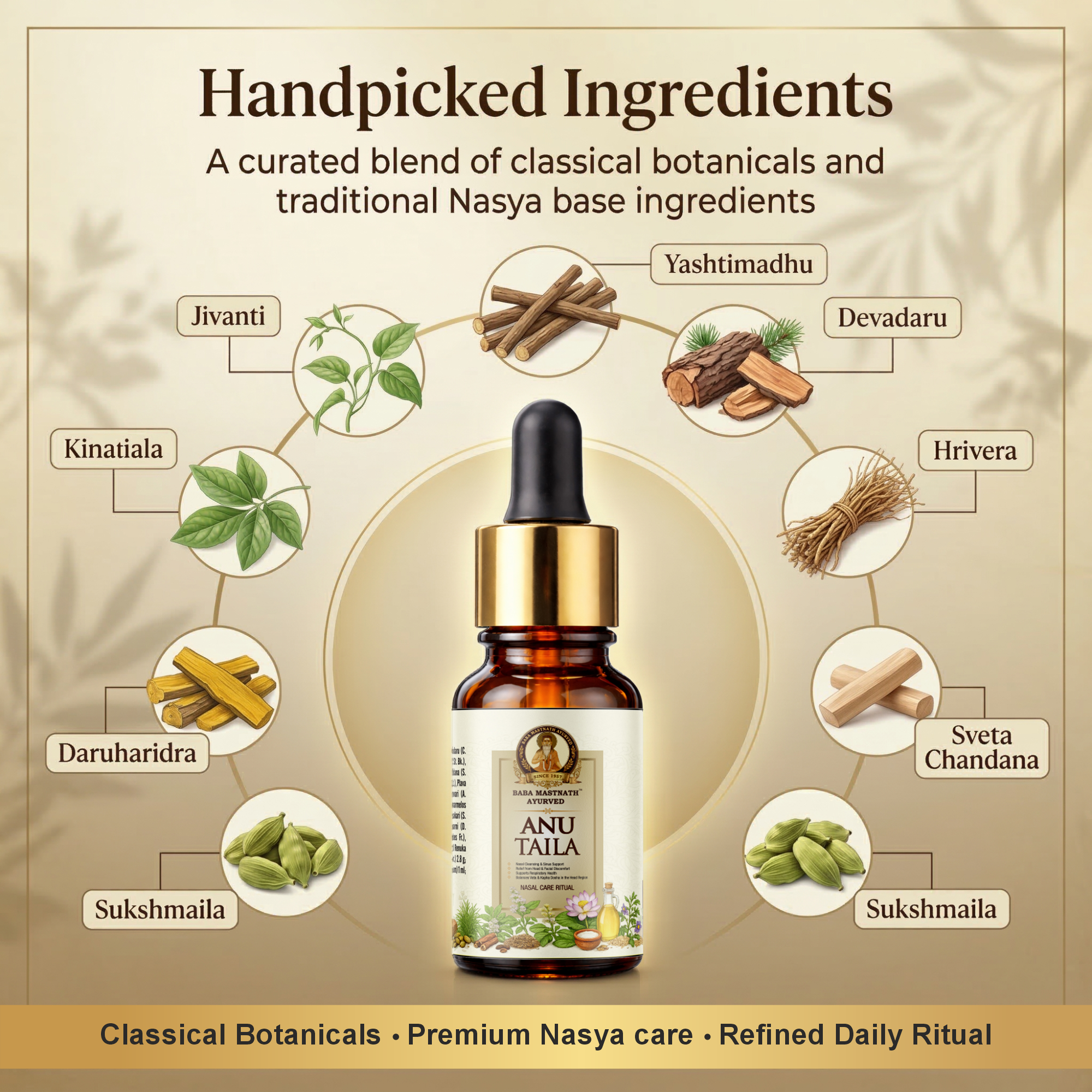 Anu Taila – 10 ml | Classical Ayurvedic Nasya Oil | Supports Nasal Congestion Relief, Sinus & Allergy Comfort, Headache Relief | Mental Clarity & Sense-Organ Wellness | For Nasal Use Only