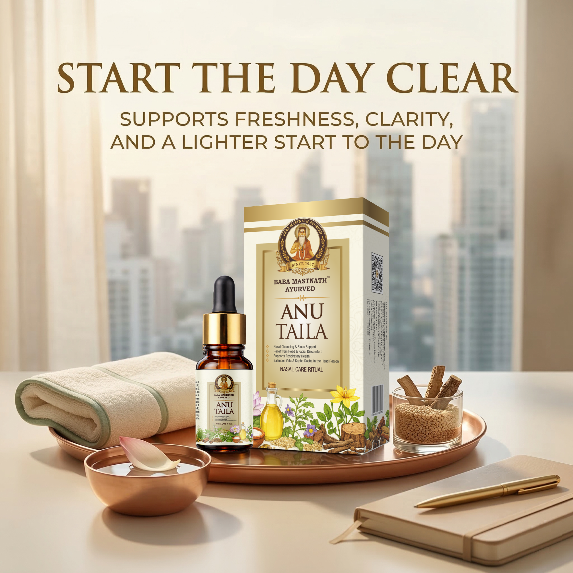 Anu Taila – 10 ml | Classical Ayurvedic Nasya Oil | Supports Nasal Congestion Relief, Sinus & Allergy Comfort, Headache Relief | Mental Clarity & Sense-Organ Wellness | For Nasal Use Only