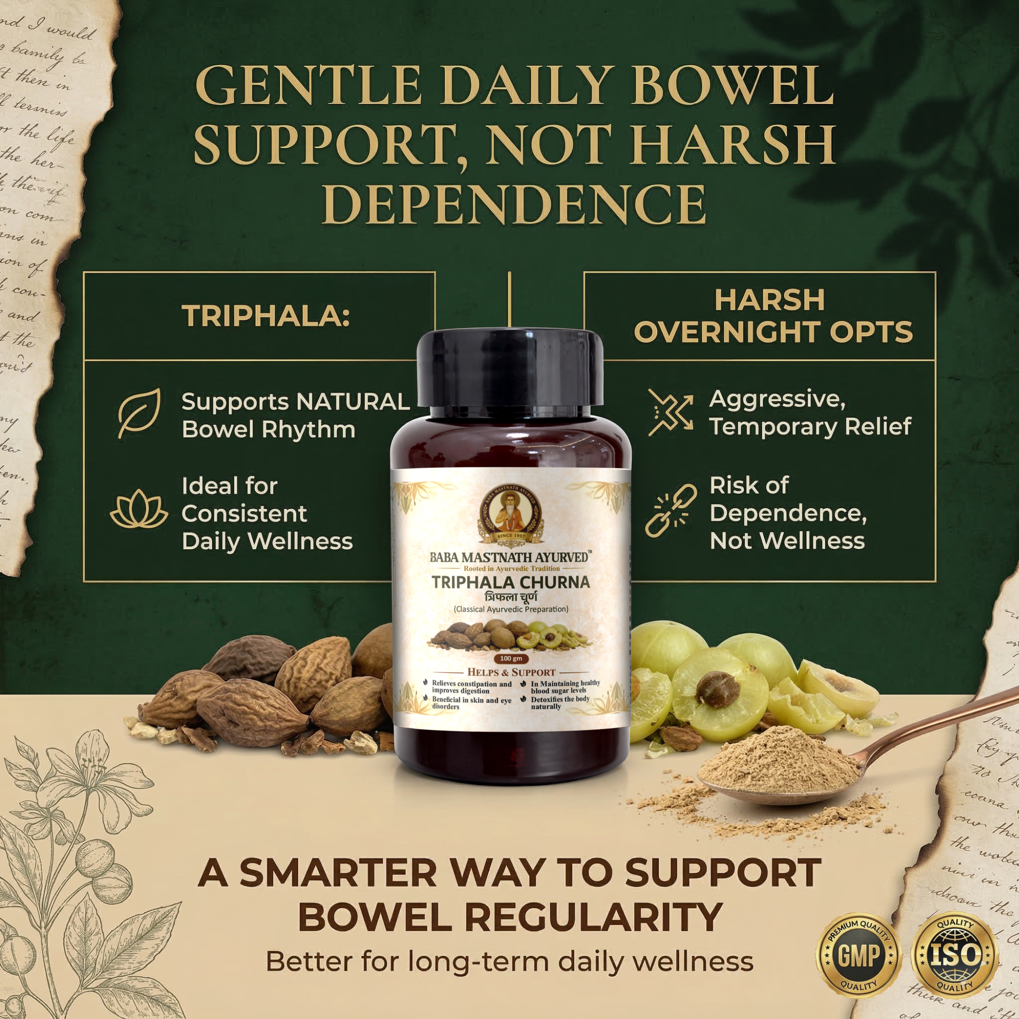 Triphala Churna – 100 g | Classical Ayurvedic Medicine | Haritaki, Bibhitaki & Amalaki Powder | Constipation Relief & Digestive Support | Natural Detox & Gut Cleanse | Supports Skin, Eyes & Metabolic Balance