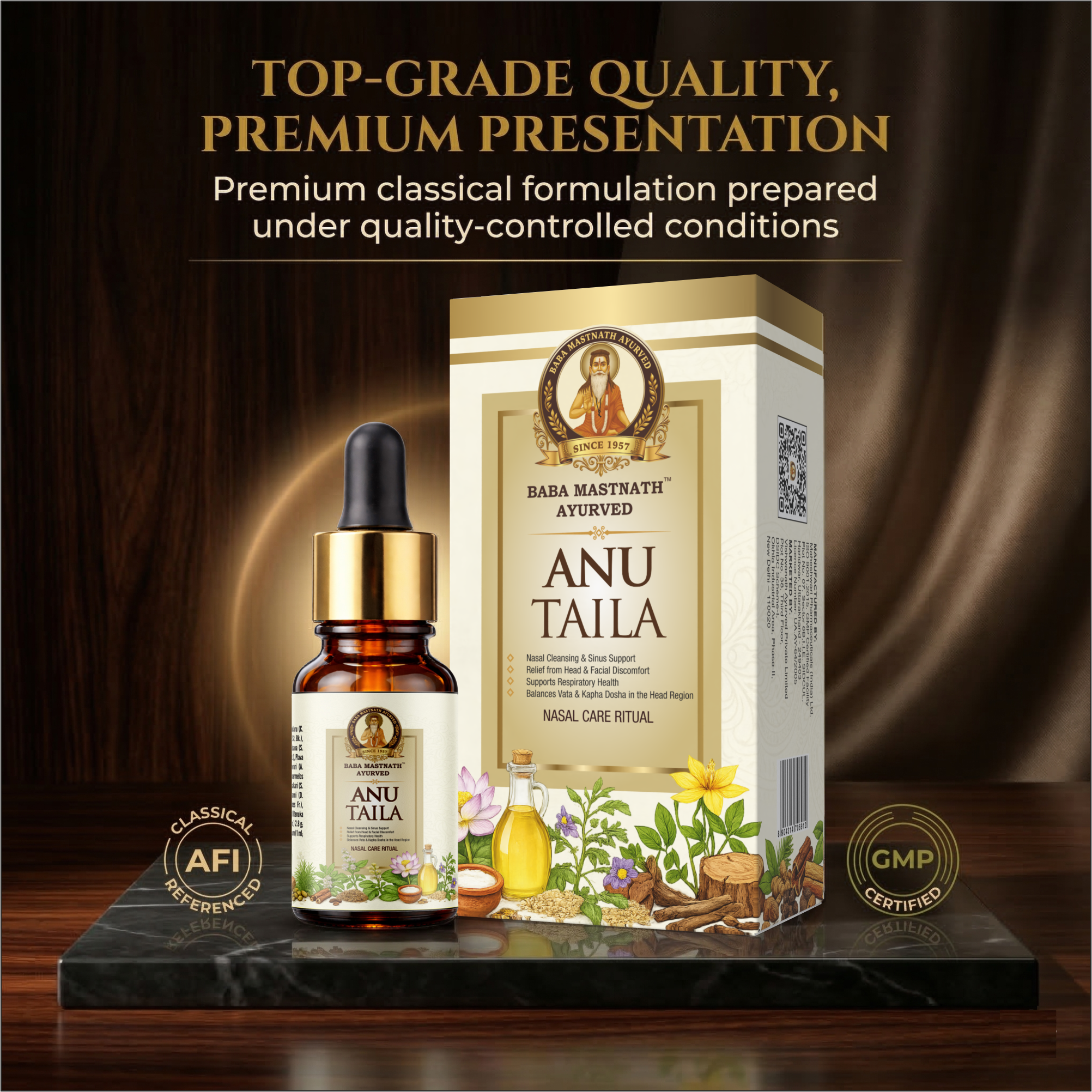 Anu Taila – 10 ml | Classical Ayurvedic Nasya Oil | Supports Nasal Congestion Relief, Sinus & Allergy Comfort, Headache Relief | Mental Clarity & Sense-Organ Wellness | For Nasal Use Only