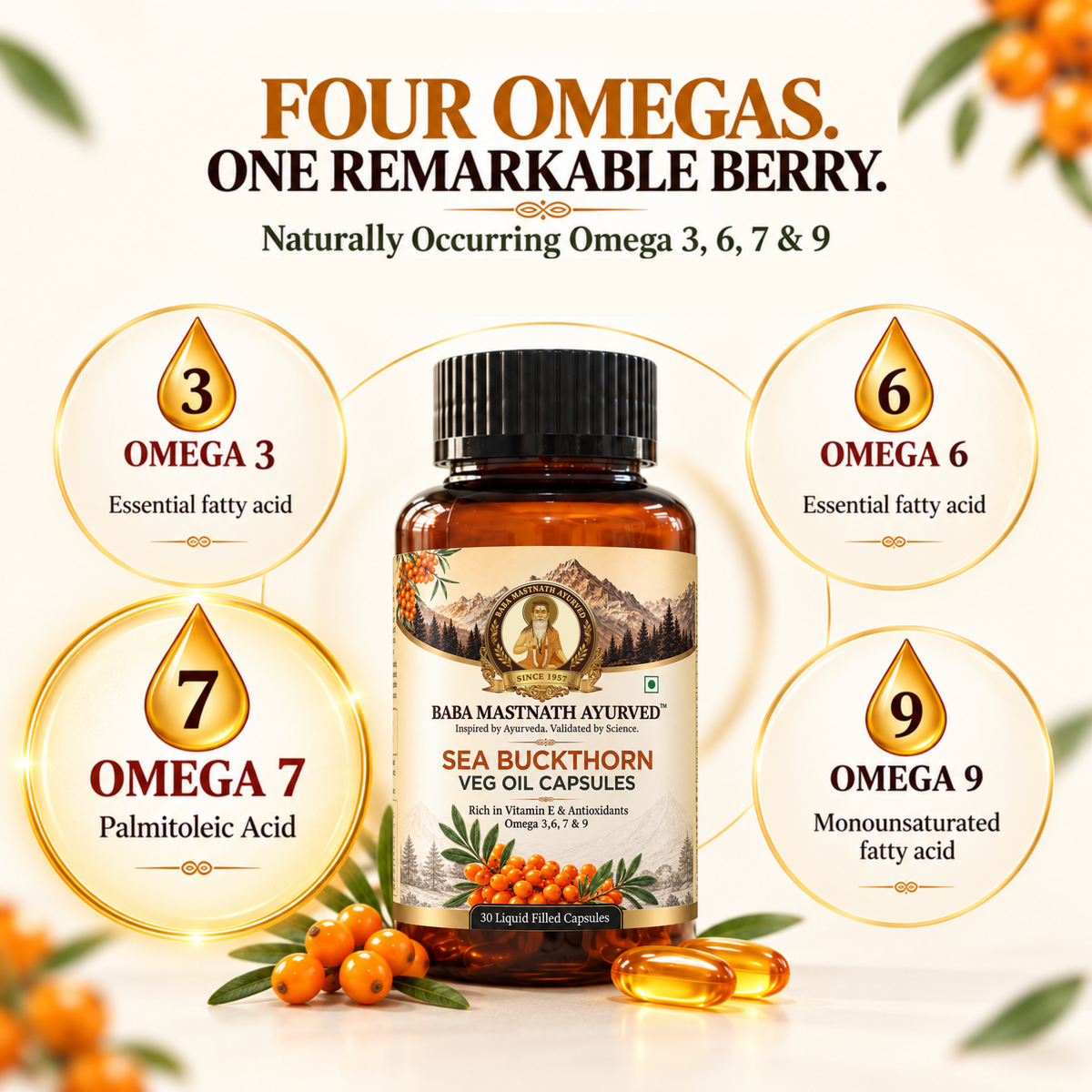 Sea Buckthorn Veg Oil Capsule- 30 Capsules