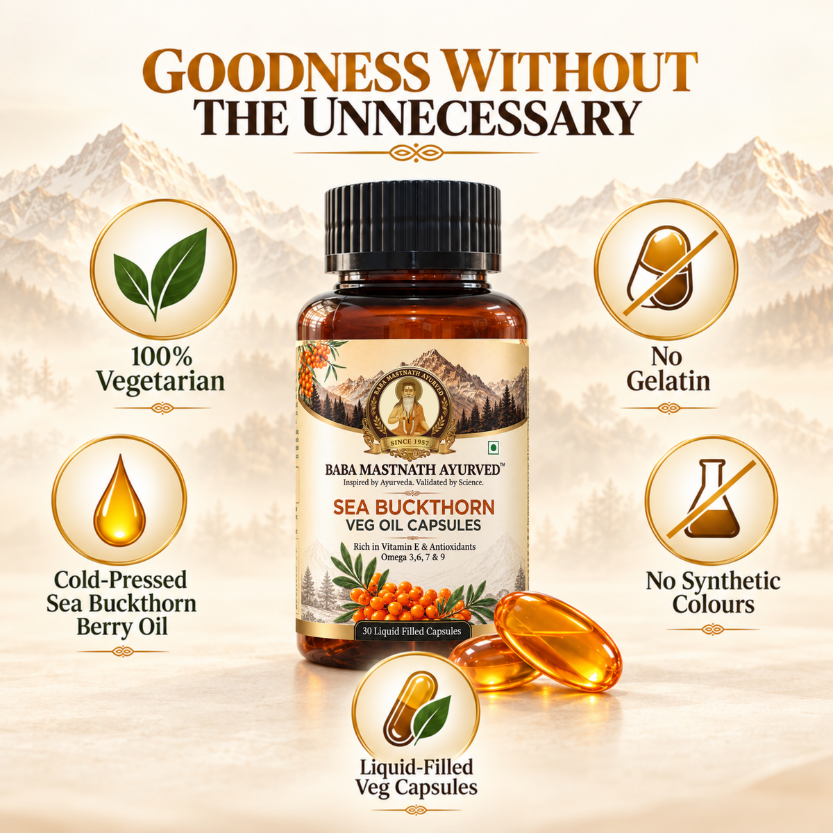 Sea Buckthorn Veg Oil Capsule- 30 Capsules