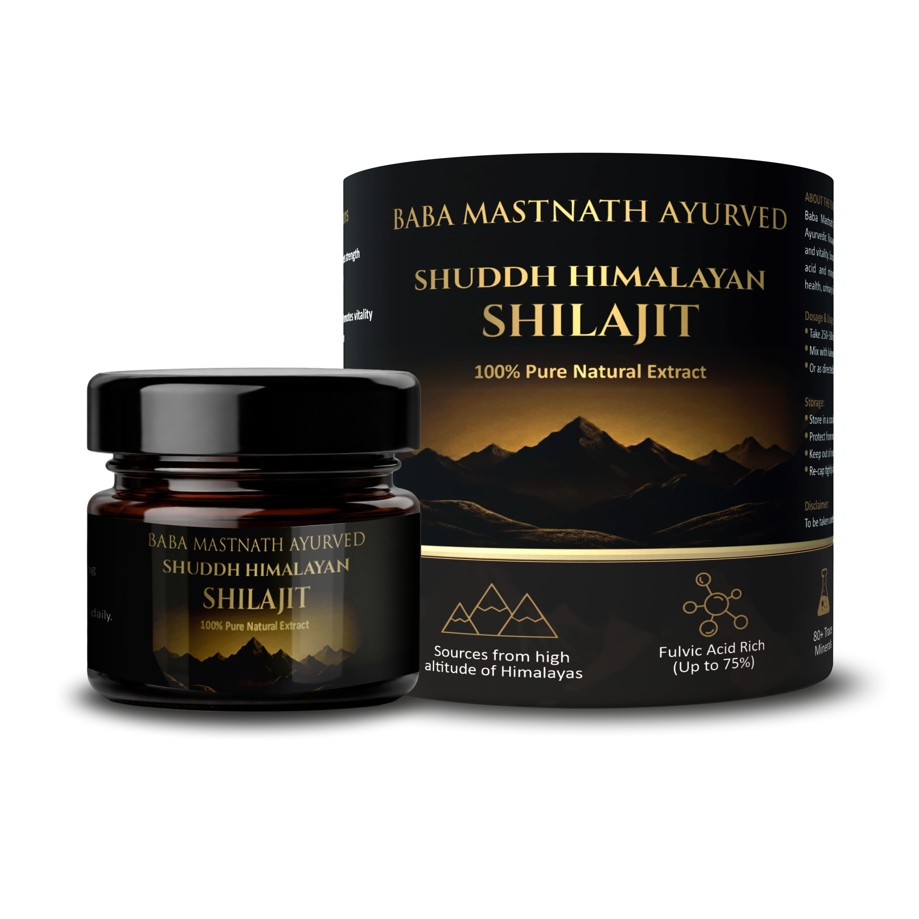 Himalayan Shilajit Resin for Men | 100% Pure Natural Resin | 75%+ Fulvic Acid | Supports Energy, Stamina, Strength & Testosterone | Ayurvedic Rasayana | 20 g Resin