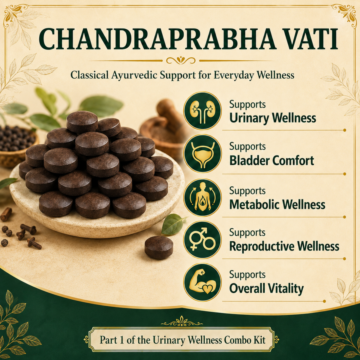Urinary Wellness Combo with Chandraprabha Vati & Gokshuradi Guggulu | 120 Tablets
