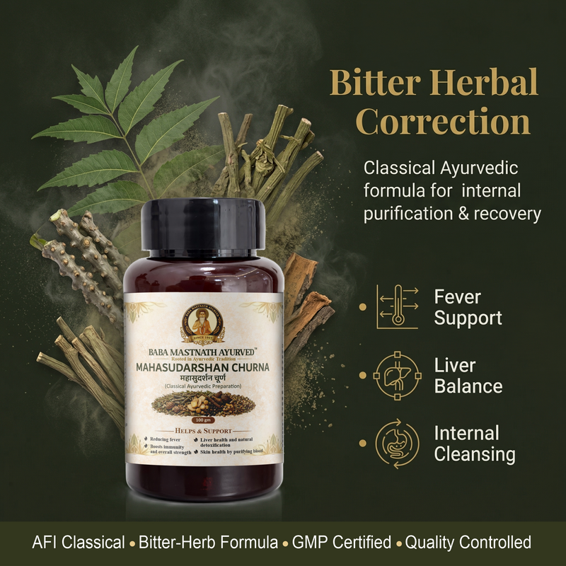 Mahasudarshan Churna – 100 g | Classical Ayurvedic Medicine | Supports Healthy Fever Response (Jvara), Immunity & Strength | Liver Support & Natural Detox | Supports Clear Skin & “Blood Purification” (Ayurvedic Context)