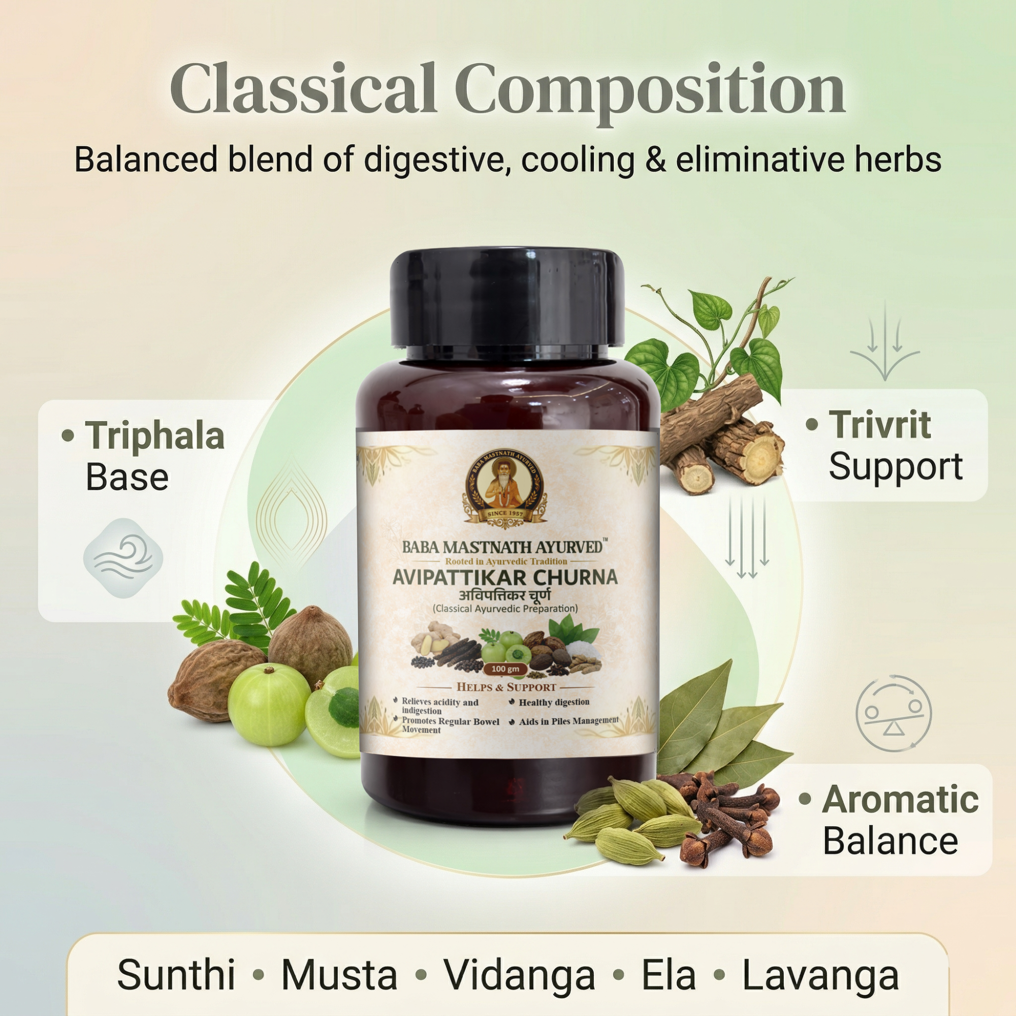 Avipattikar Churna – 100 g | Classical Ayurvedic Medicine | Supports Acidity, Indigestion & Healthy Digestion | Promotes Regular Bowel Movement & Piles Support | Herbal Digestive Powder