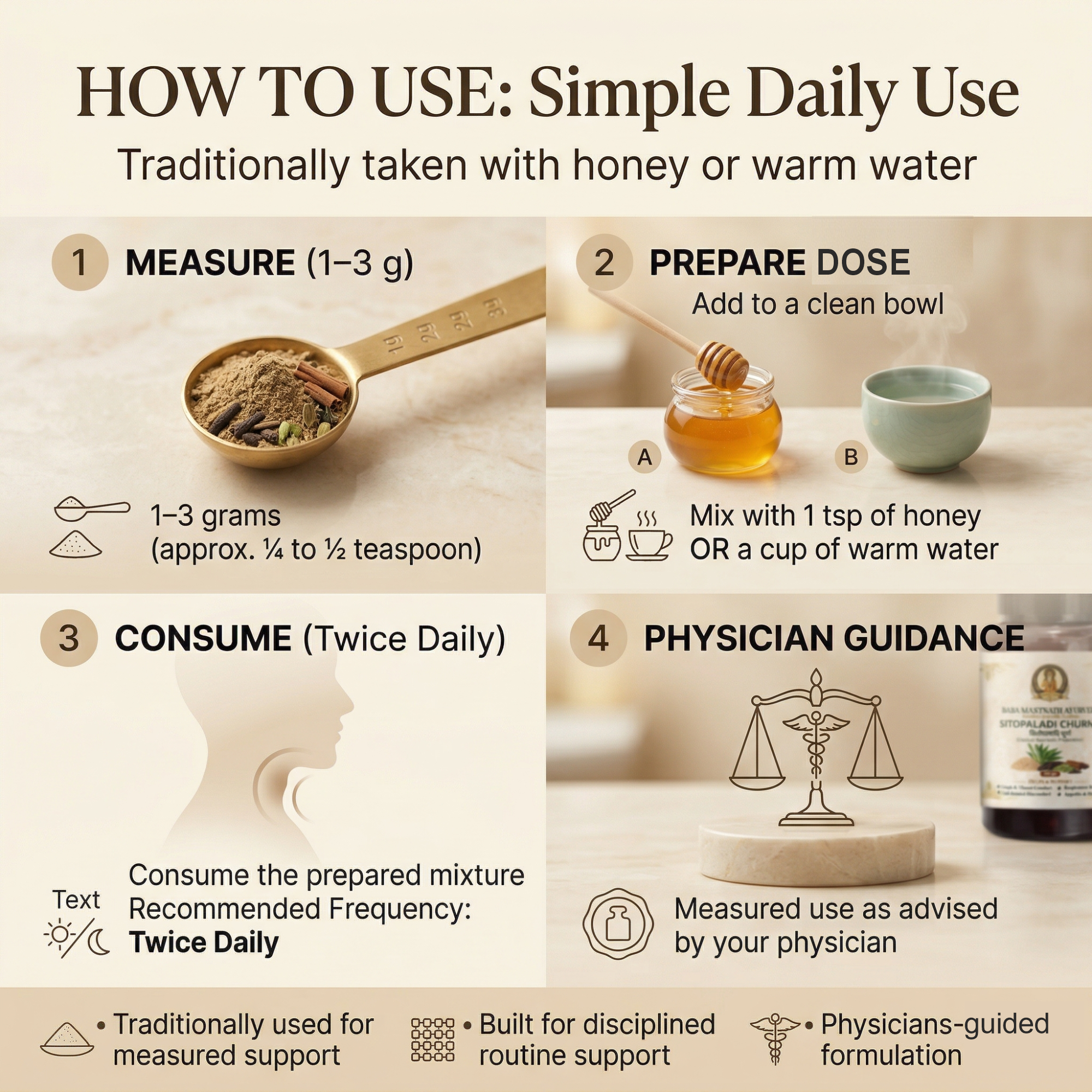 Sitopaladi Churna – 100 g | Classical Ayurvedic Medicine | Cough & Throat Comfort Support | Respiratory Balance for Cold-Related Discomfort | Supports Appetite & Digestion | Herbal Powder with Pippali, Ela & Tvak