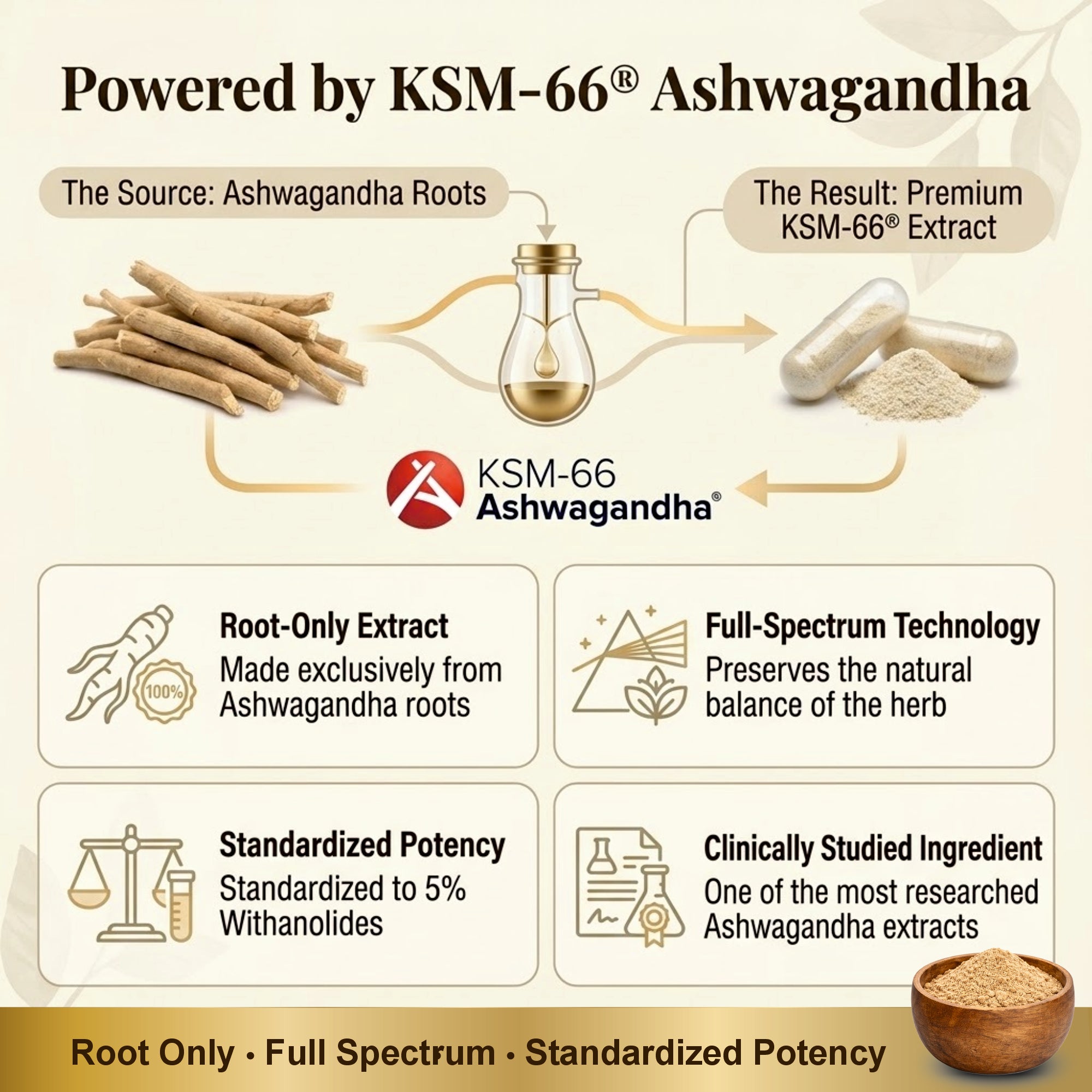KSM-66® Ashwagandha – 500 mg Capsules | 60 Capsules | Clinically Studied Root-Only Extract | Supports Stress Relief, Energy, Focus & Cortisol Balance | Vegan | Classical Ayurvedic Medicine