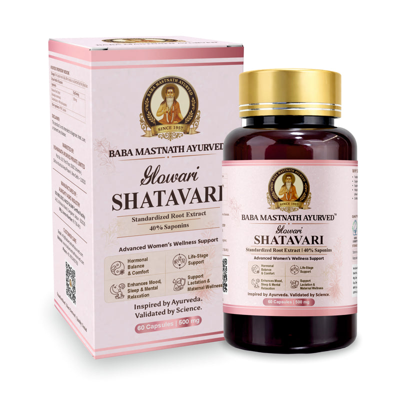 Glowari Shatavari Capsules for Women | 500 mg Root Extract with 40% Saponins | Supports PMS, Hormonal Balance, Menopause & Postpartum Recovery | Ayurvedic Medicine | 60 Veg Capsules