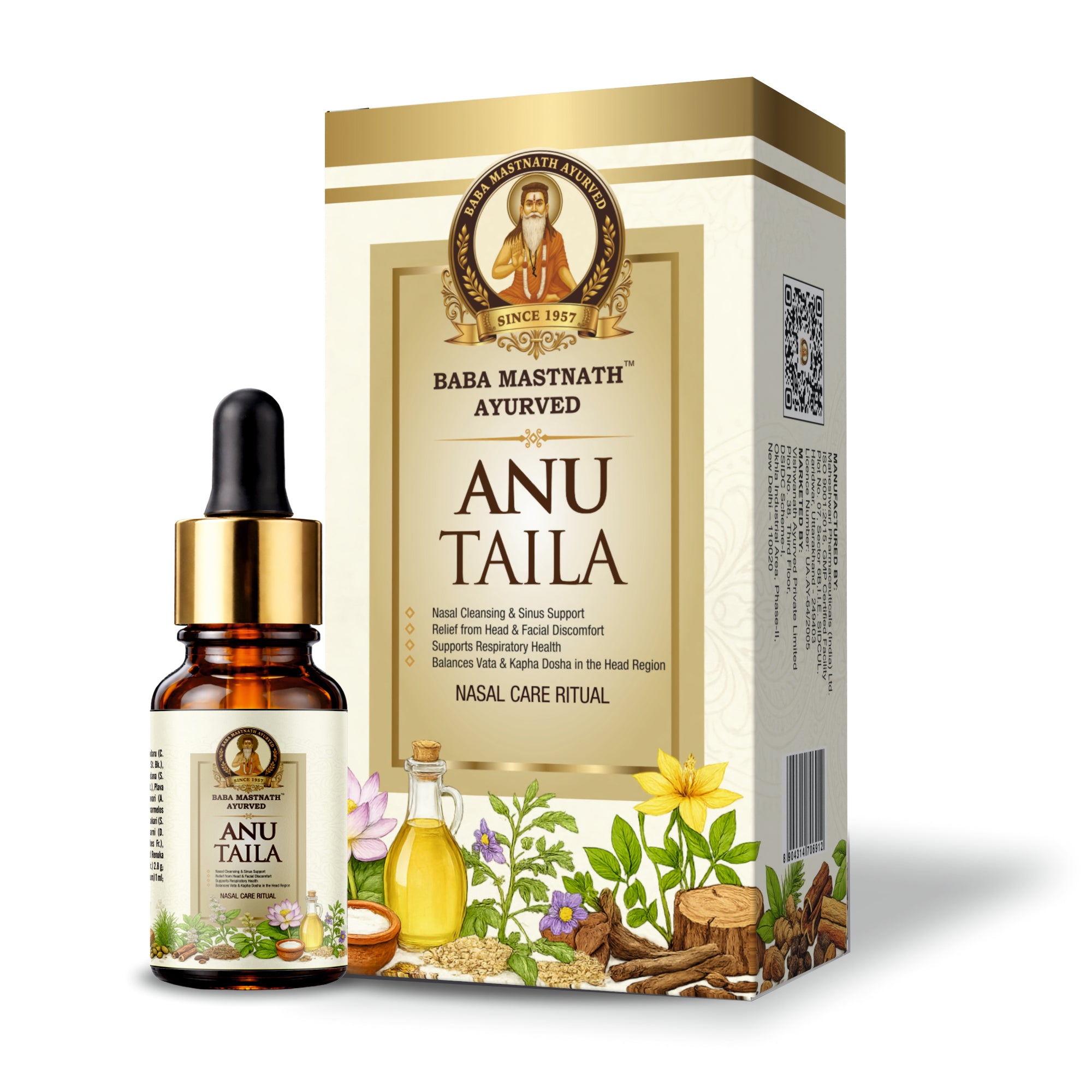 Anu Taila – 10 ml | Classical Ayurvedic Nasya Oil | Supports Nasal Congestion Relief, Sinus & Allergy Comfort, Headache Relief | Mental Clarity & Sense-Organ Wellness | For Nasal Use Only
