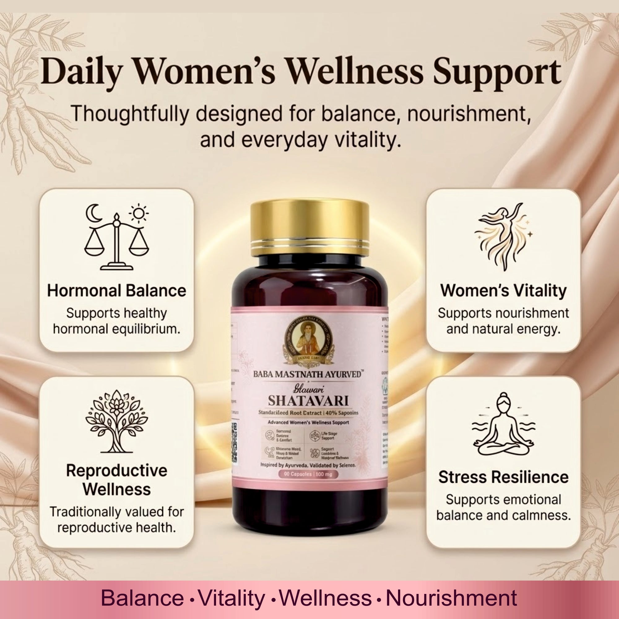 Glowari Shatavari Capsules for Women | 500 mg Root Extract with 40% Saponins | Supports PMS, Hormonal Balance, Menopause & Postpartum Recovery | Ayurvedic Medicine | 60 Veg Capsules