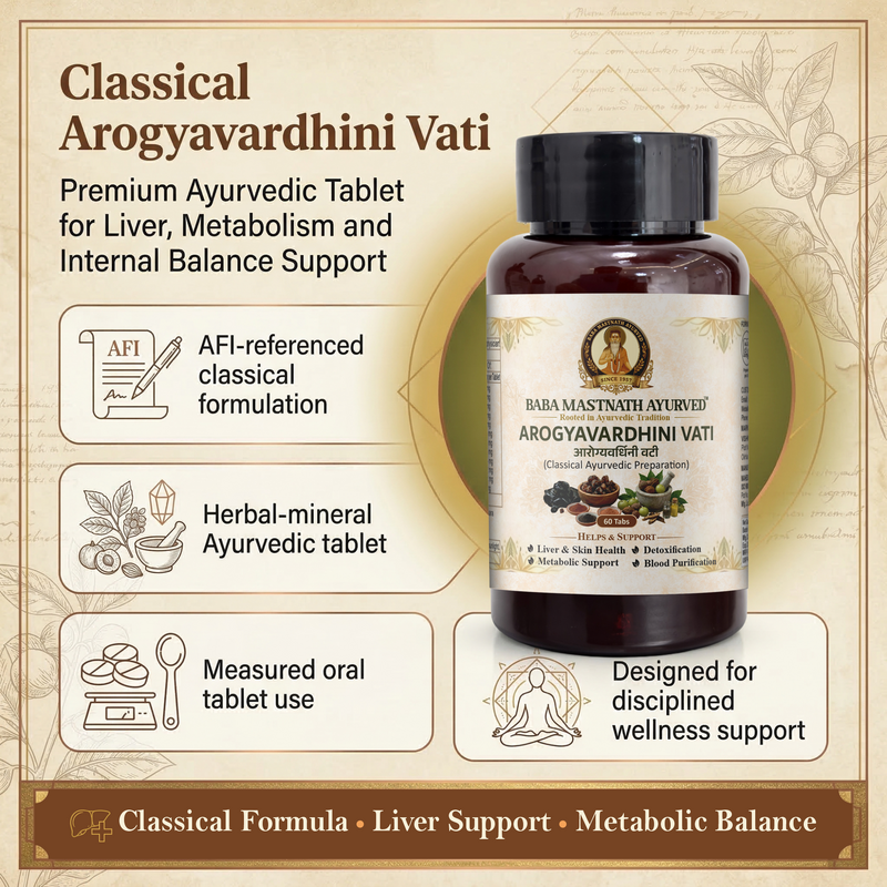 Arogyavardhini Vati – 250 mg Tablets | 60 Tablets | Classical Ayurvedic Medicine (AFI) | Liver Health, Metabolism & Detox Support | Skin Wellness