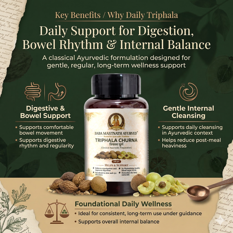 Triphala Churna – 100 g | Classical Ayurvedic Medicine | Haritaki, Bibhitaki & Amalaki Powder | Constipation Relief & Digestive Support | Natural Detox & Gut Cleanse | Supports Skin, Eyes & Metabolic Balance
