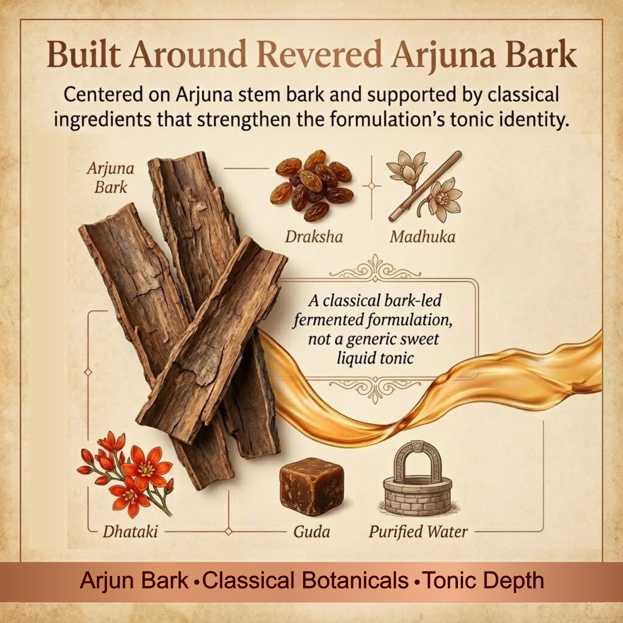 Arjunarishta – 450 ml | Classical Ayurvedic Arishta | Arjuna Bark Based Fermented Tonic | Supports Heart Health, Blood Circulation, Strength & Fatigue Support | Blood Pressure Support | Ayurvedic Medicine