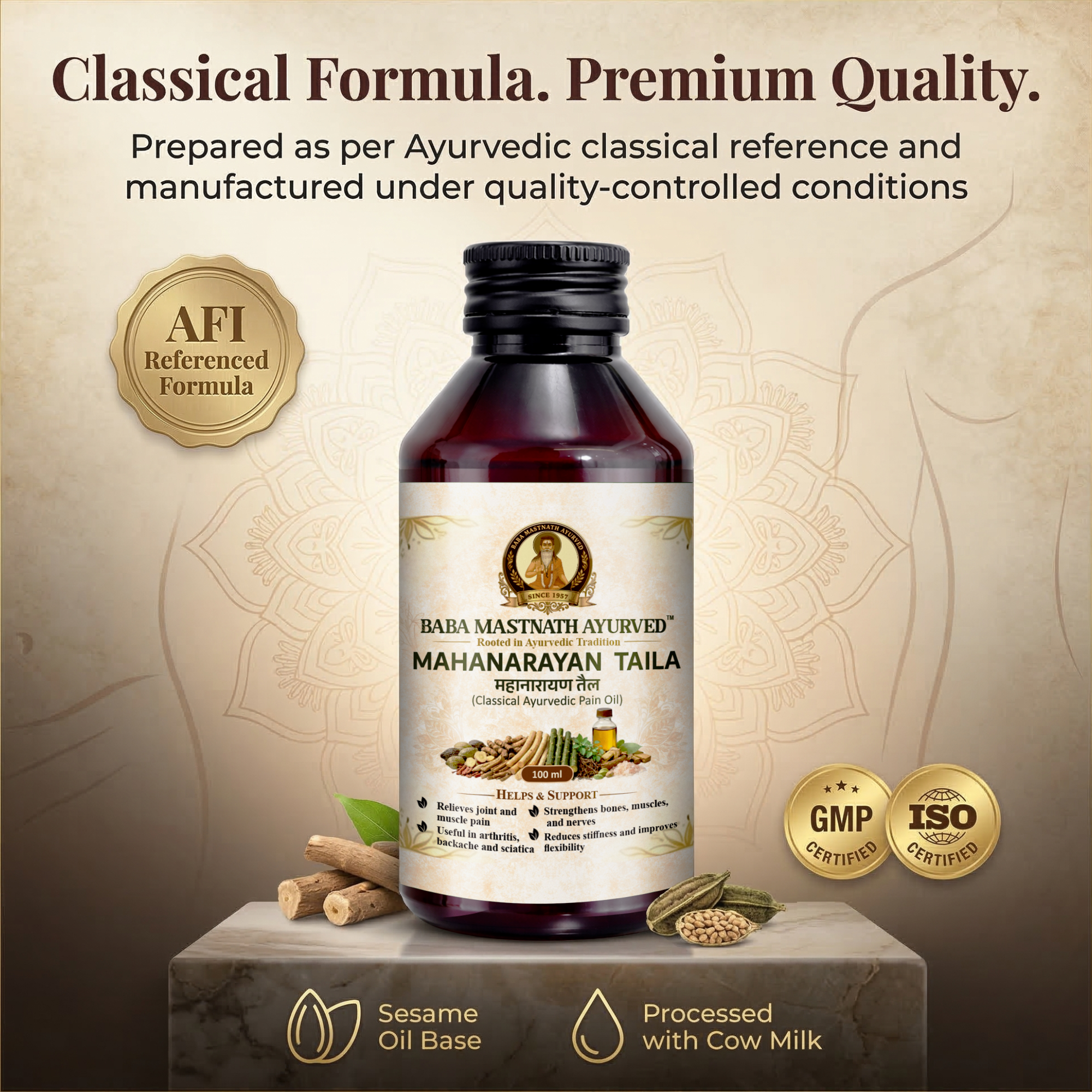 Mahanarayan Taila – 100 ml | Classical Ayurvedic Pain Relief Massage Oil | Supports Joint & Muscle Pain, Stiffness & Flexibility | Arthritis, Backache & Sciatica Support | Strengthens Bones, Muscles & Nerves | Ayurvedic Medicine