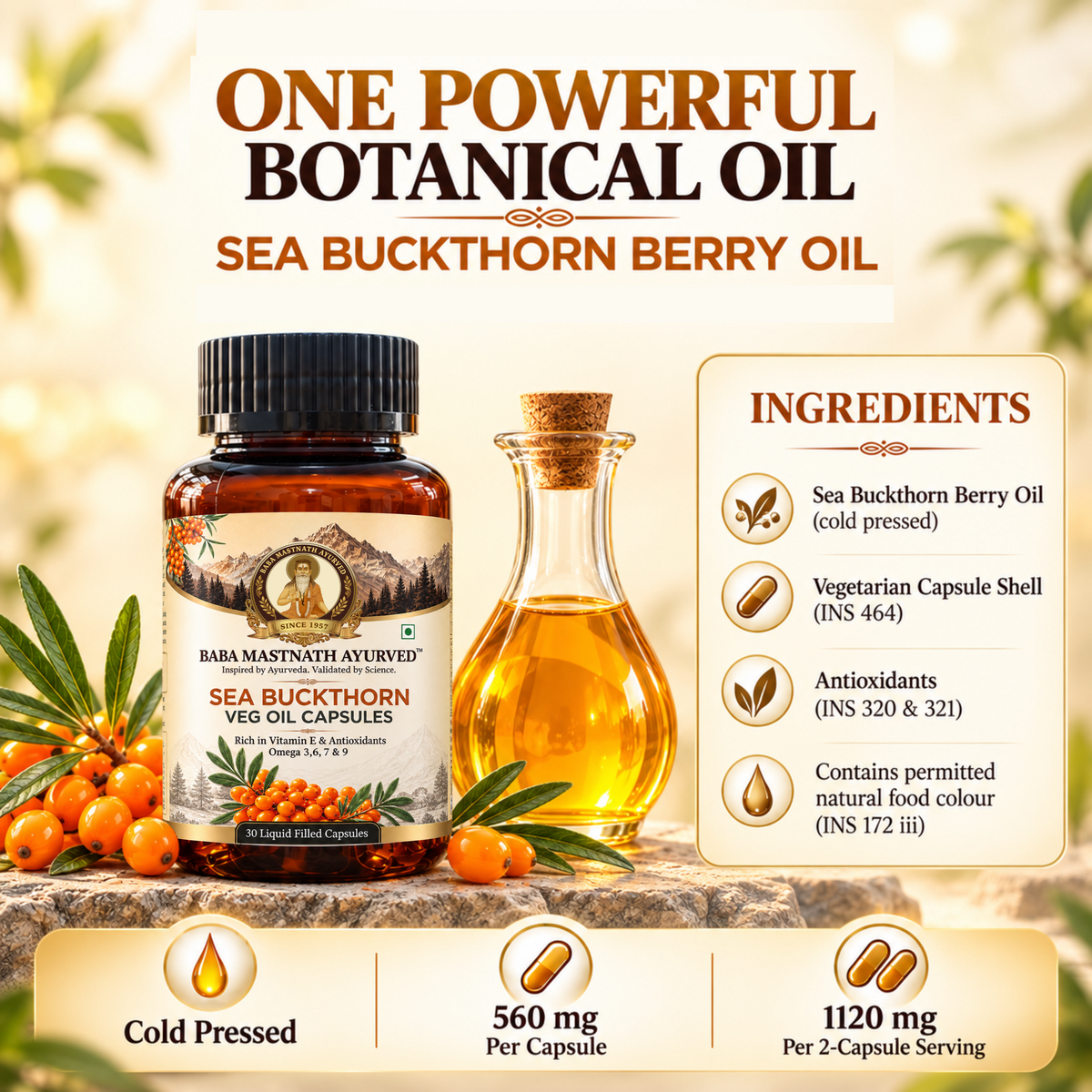 Sea Buckthorn Veg Oil Capsule- 30 Capsules