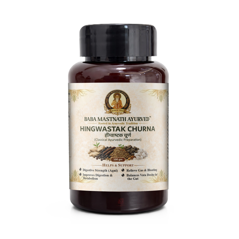 Hingwastak Churna – 100 g | Classical Ayurvedic Digestive Powder | Supports Agni, Digestion & Metabolism | Helps Gas, Bloating & Abdominal Discomfort | Vata Balance for Gut | Ayurvedic Medicine